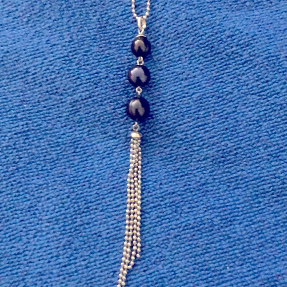 Honora Jewelry - Honora stainless steel navy pearl tassel necklace